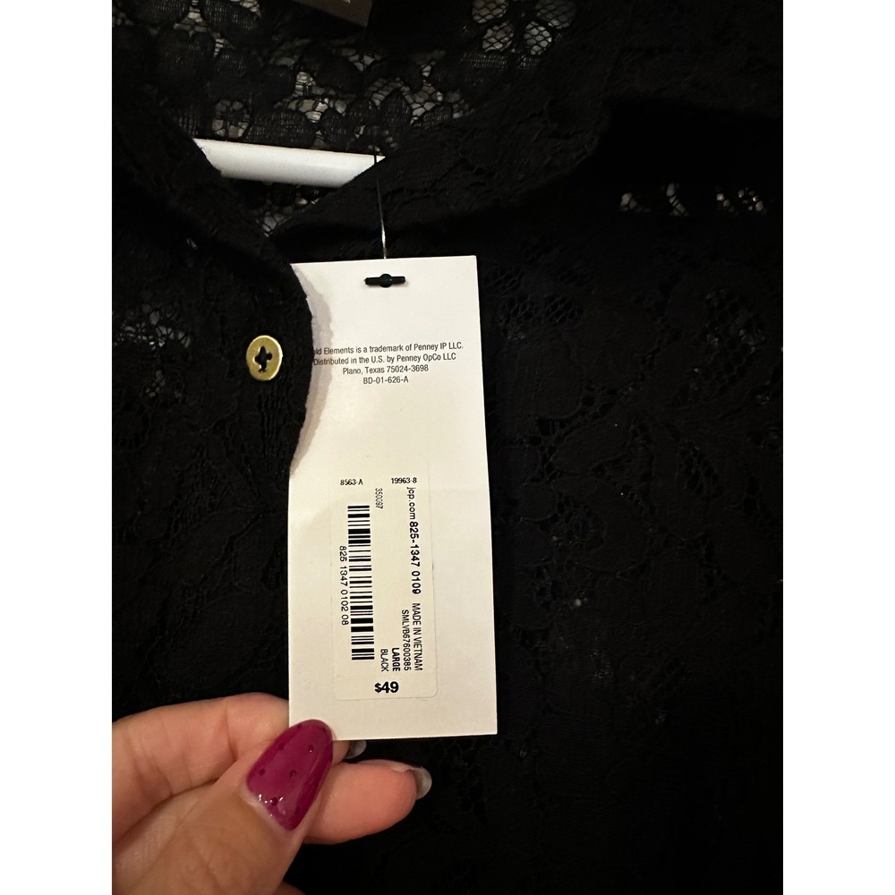 NWT bold elements, black lace Button Down Shirt W… - image 3